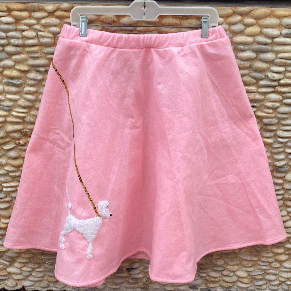 Charades Pink White Poodle 50's Costume Skirt M Grease Rock & Roll Halloween